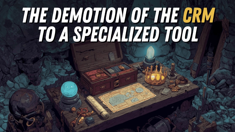 The demotion of the CRM to a specialized tool, a treasure chest of relics on a dungeon workbench