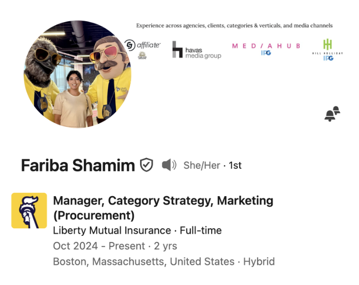 Fariba Shamim, Manager Category Strategy Marketing at Liberty Mutual Insurance