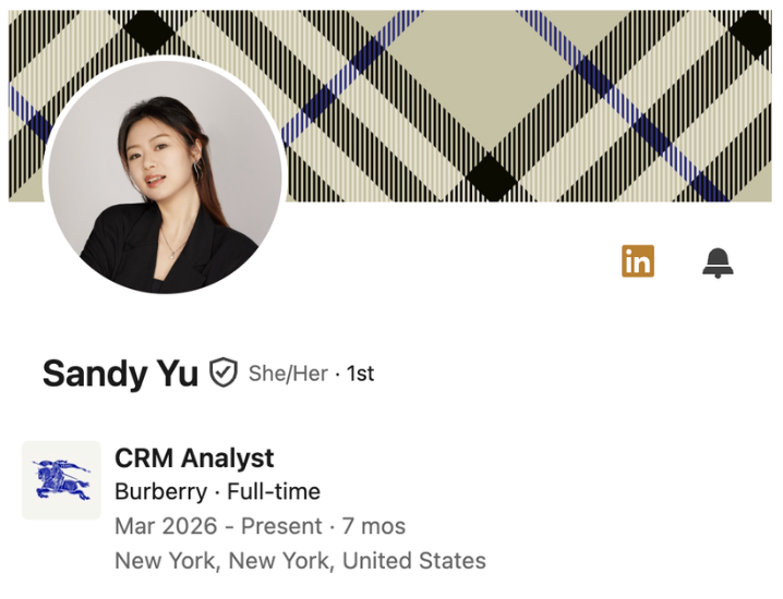 Sandy Yu, CRM Analyst at Burberry
